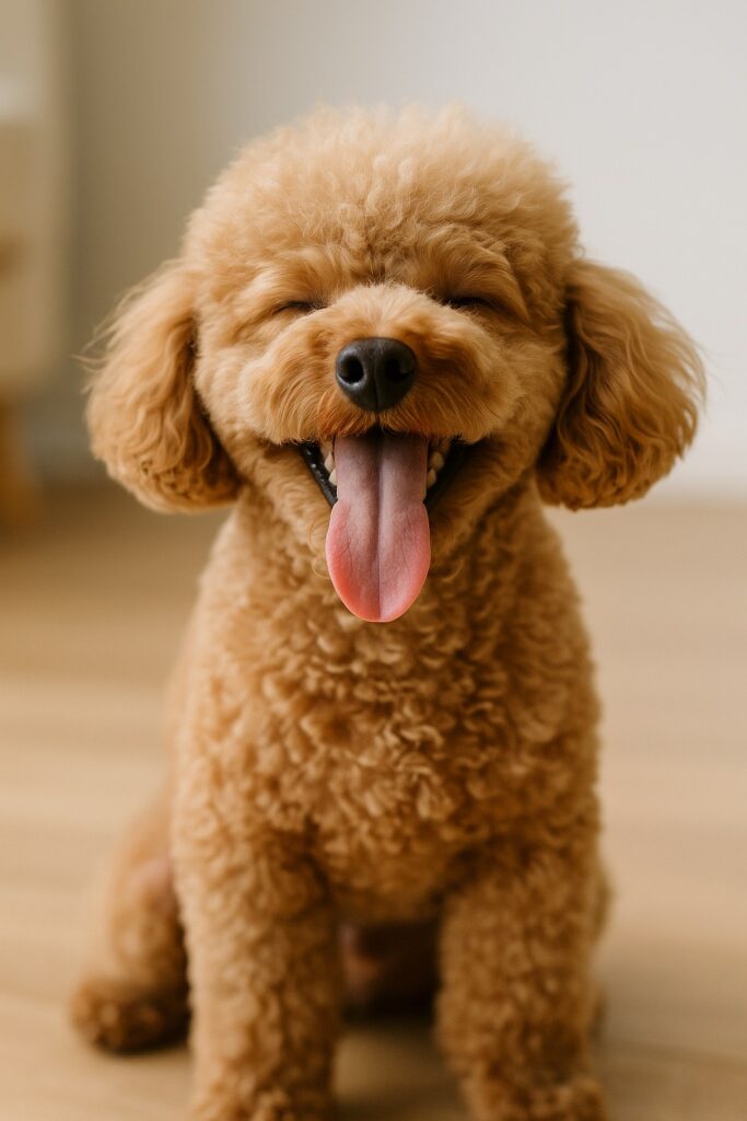 너무나 행복하게 웃고 있는 poodle