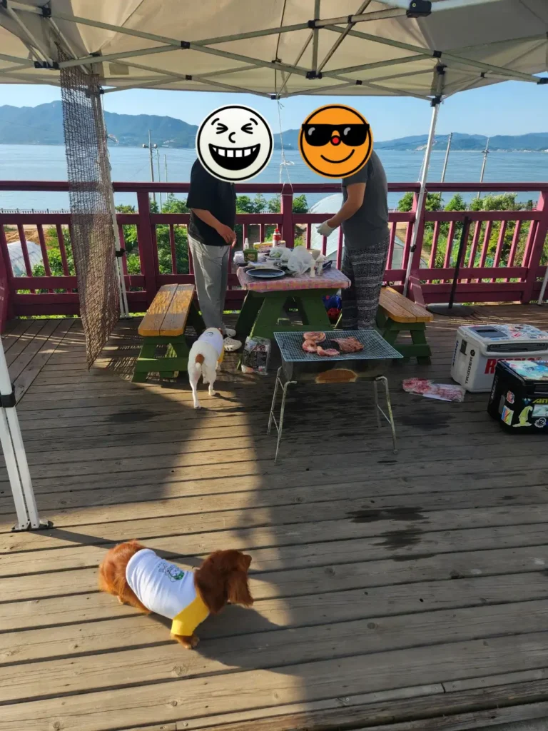 바베큐를 준비하는 두명의 사나이